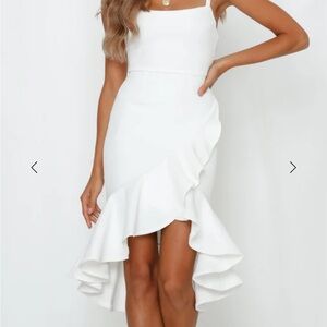 Hello Molly White High Low Ruffle Dress “Hard to be cool”